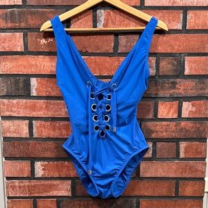 Karla Colletto Lulu V-Neck Silent Underwire Tank One-Piece Swimsuit